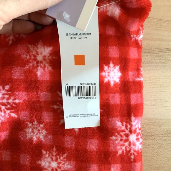 Red Plaid Snowflake Fleece Pajama Pants Size 2X - Picture 5 of 5